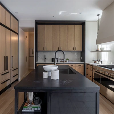 Black Quartz Stone Countertop For Kitchen