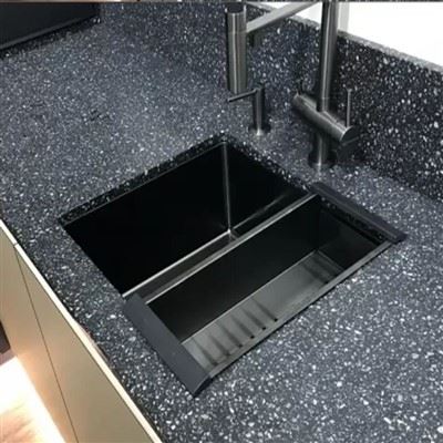 Black Terrazzo Slab Composite PVC For Kitchen Countertop