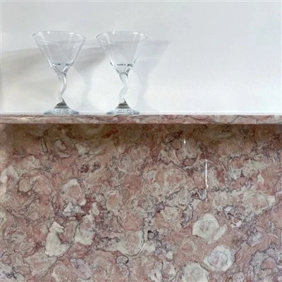 Pink Shell Marble Dinner Side Cabinet